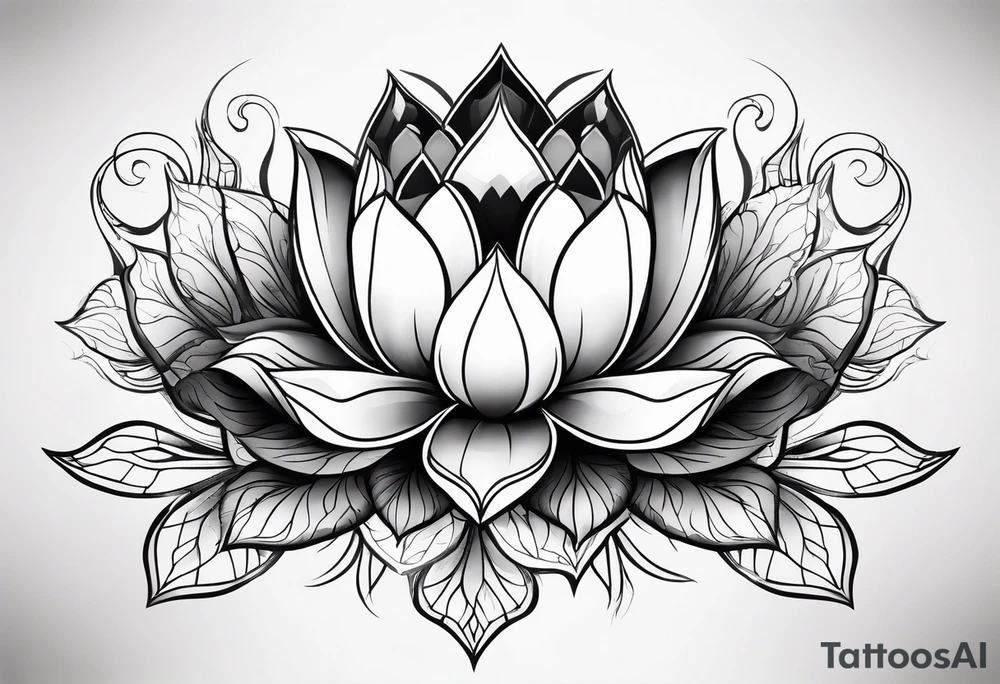 gemstone lotus flower tattoo idea