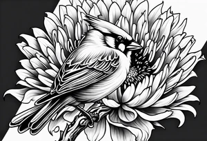 Chrysanthemum and cardinal tattoo idea