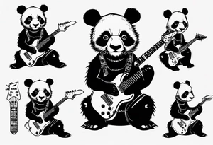Punk Rock Panda playing electric guitar tattoo idea