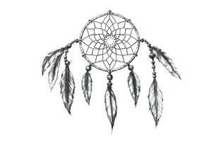 dreamcatcher with feathers, authentic tattoo idea
