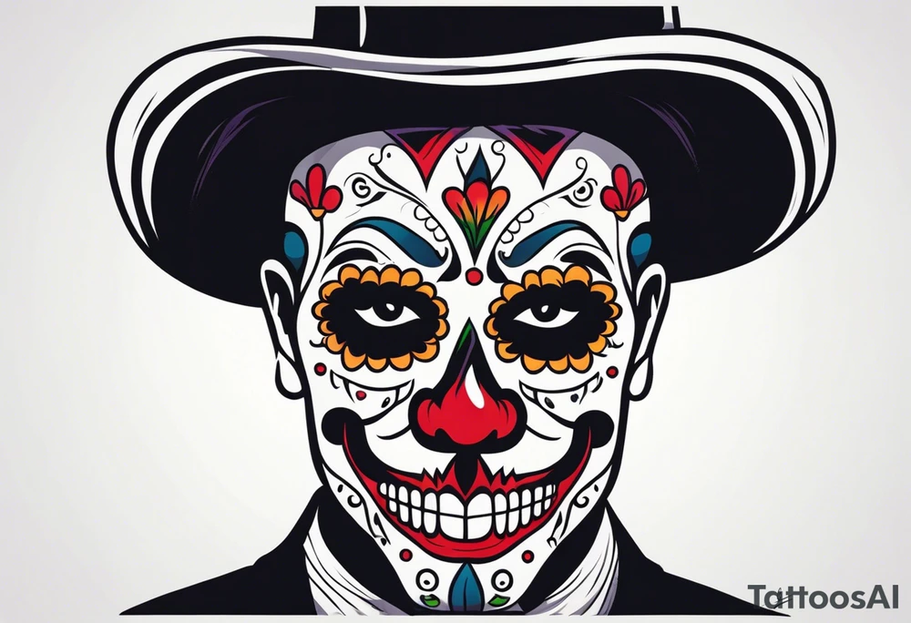 El triste payaso, sugar skull style tattoo idea