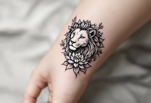 Lioness and lotus flower tattoo idea