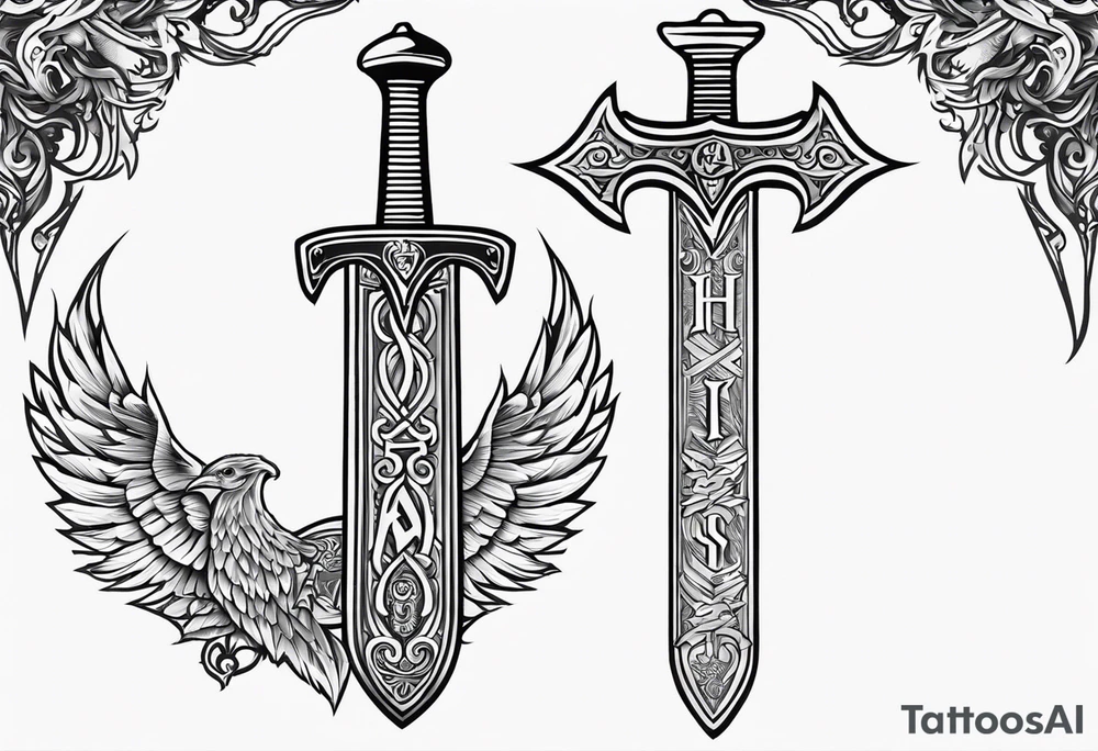 Valhalla sheild sword tattoo idea