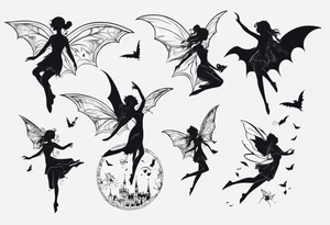 fairy flying with a bat tattoo idea