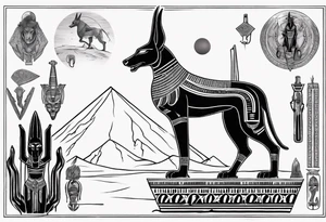 Egyptian god Anubis in desert tattoo idea