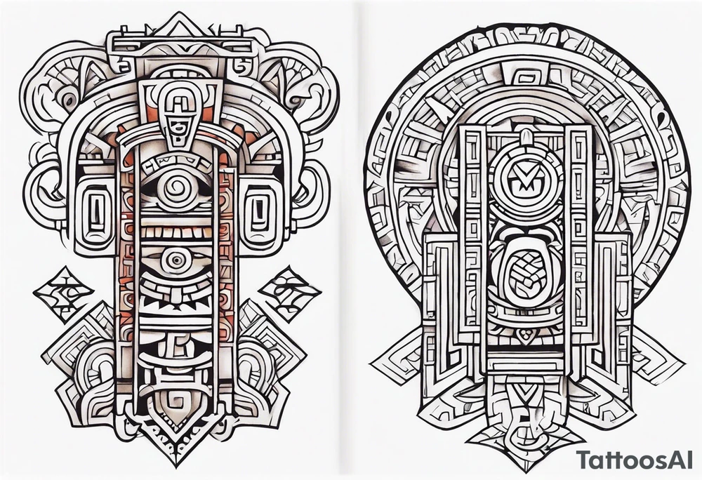 Mayan Symbol Knee tattoo idea