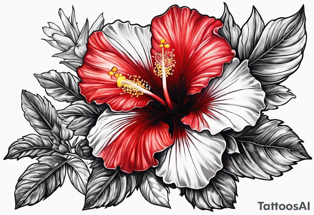 Red hibiscus, bluebonnet tattoo idea