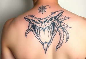 monster of both happy and sad at the same time tattoo idea