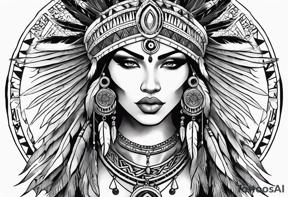 beautiful, kali, valkrye, goddess, native american, chest, left looking, wing tattoo idea