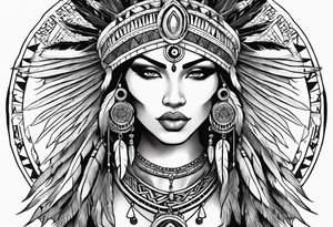 beautiful, kali, valkrye, goddess, native american, chest, left looking, wing tattoo idea