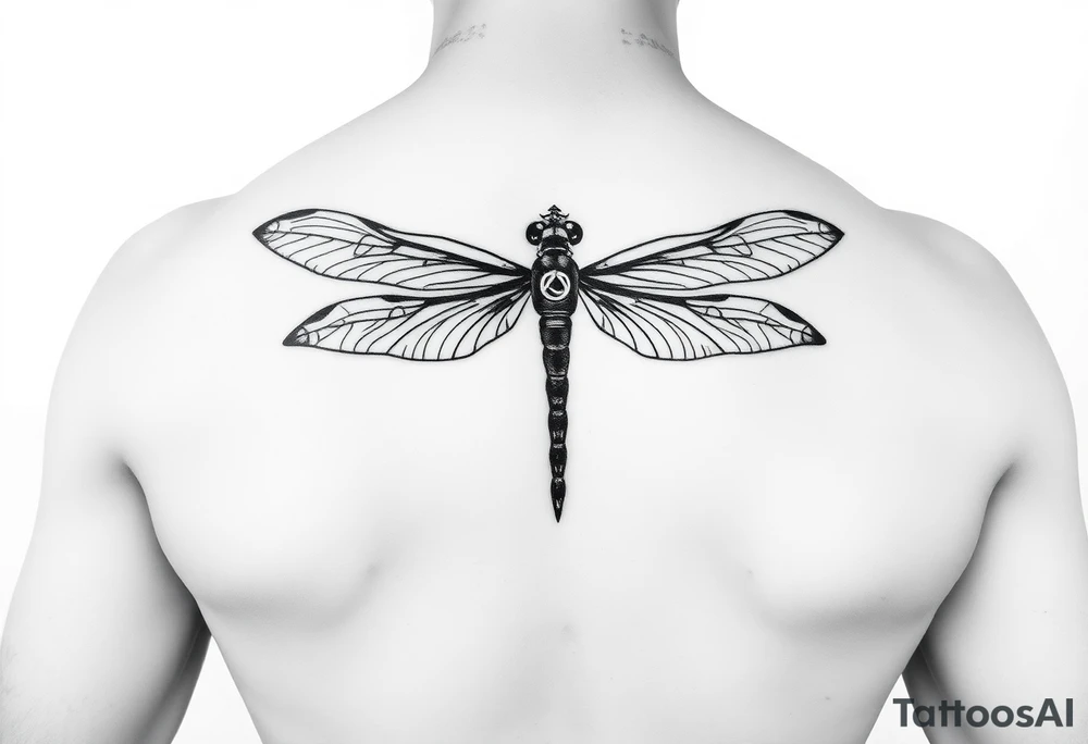 dragonfly with infinity symbol body tattoo idea