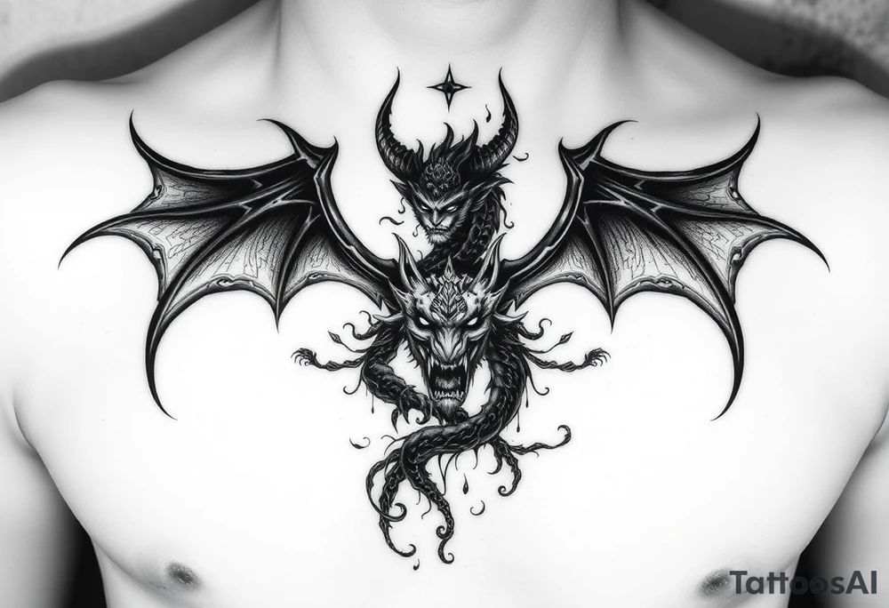 Thai tattoo that allows me to access all my powers and magick such as immortality granting immortality to those I ressurect with my blood and creating new magick or allows me to craft new magick grants me telekinesis telepathy allows me to move through shadow to shadow allows me to jump in shadows into the shadow world and move through it allows me to control other people and gods or anyone's magic and body through phychic control as well as seeing spirits and other entities of higher and lower vibrations not seen with naked eyes as well as allows me to communicate with them as azura kaluk mizuzu a supreme one or the Lord of lords he who is the supreme reflection of she who is the Lord of the eternal flame the demon king a dragon King Lord of the isles of bliss a immortal and amen or ausar a neter reincarnation tattoo idea