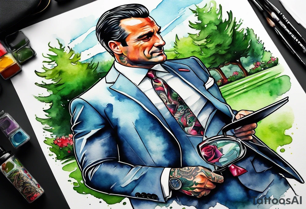 Don Draper mowing the lawn tattoo idea