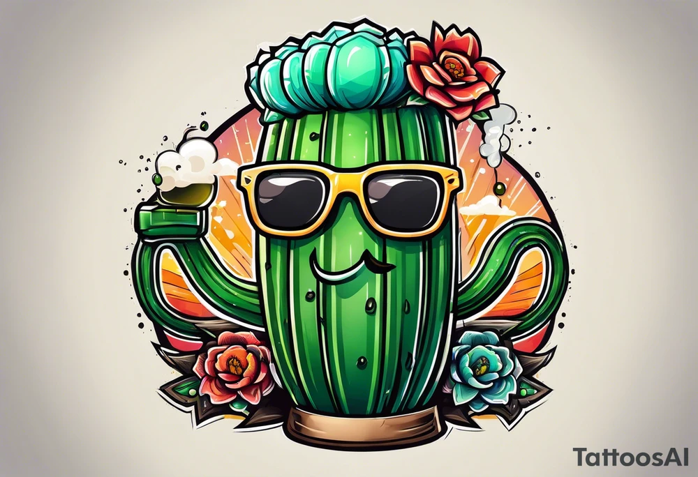 Beer bro cactus tattoo idea