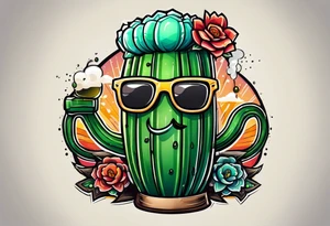 Beer bro cactus tattoo idea