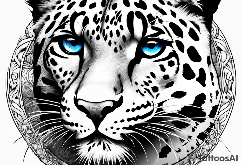 you leopard with blue eyes tattoo idea