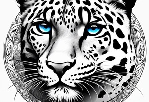 you leopard with blue eyes tattoo idea