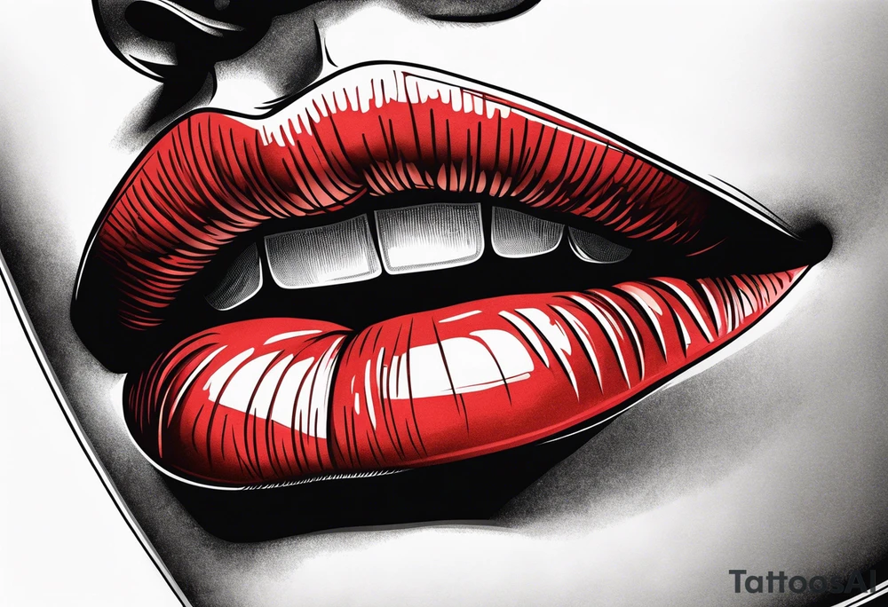 Sexy female lips tattoo idea