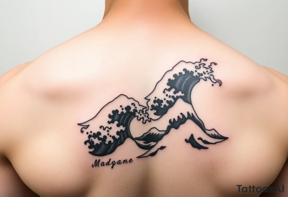 japanese waves and clouds tattoo idea