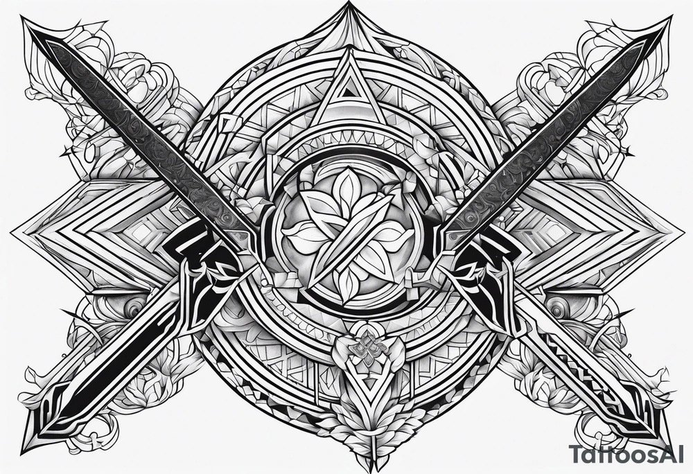 geometric, sword tattoo idea