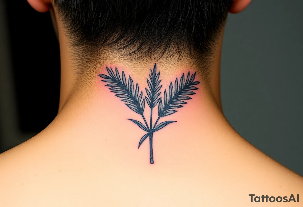 large woven palm leaves tattoo idea