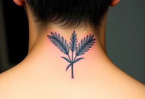 large woven palm leaves tattoo idea