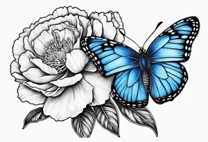 Blue butterfly full moon carnation tattoo idea