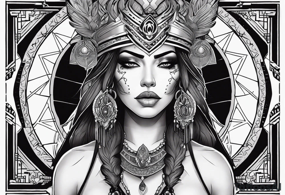 kali ma, alien goddess, valkrye, aries, pirate, divine feminine, zenza resonance, pachamama, lotus azul, blank panther, eagle, skull, 5D, nueva gaya, dna 12 tattoo idea