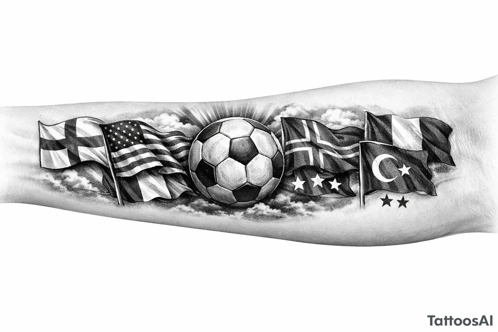 Football related my own journey England USA Iceland Italy Spain Turkey France Hungary flags inside forearm can u put 3 stars under iceland , 2 under turkey and italy tattoo idea