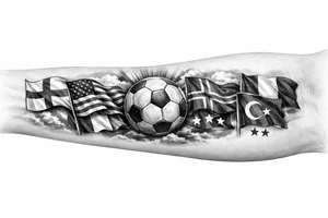 Football related my own journey England USA Iceland Italy Spain Turkey France Hungary flags inside forearm can u put 3 stars under iceland , 2 under turkey and italy tattoo idea
