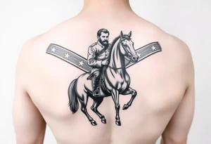 Confederate flag with a portrait of stonewall Jackson on a horse tattoo idea