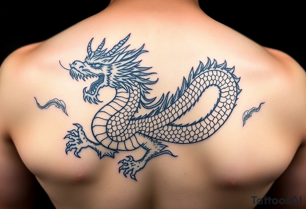 powerful dragon with Chinese style themed on details tattoo idea