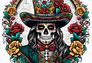 Mexico day of dead  man standing
 skeleton tattoo idea