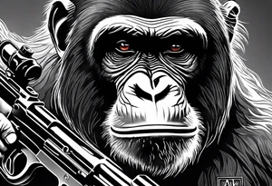 Ape holding ak47 tattoo idea