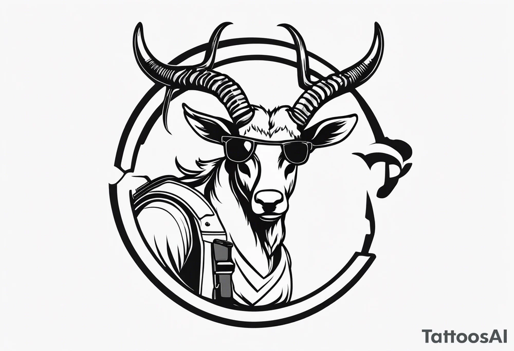 capricorn with sunglasses and shotgun tattoo idea