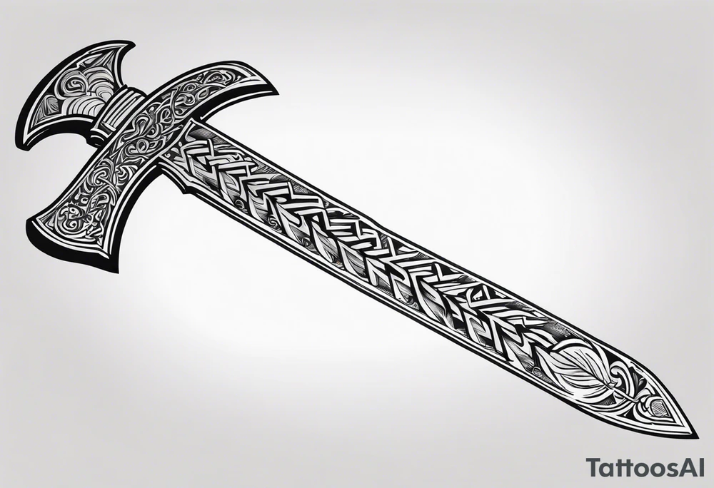 Valhalla sword axe tattoo idea