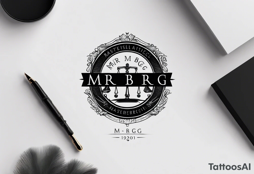 minimalist logo-style tattoo that consists only of the letters 'MRBG'. simple and not too fancy, just the clean and bold letters arranged in a stylish way. tattoo idea
