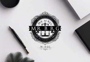 minimalist logo-style tattoo that consists only of the letters 'MRBG'. simple and not too fancy, just the clean and bold letters arranged in a stylish way. tattoo idea