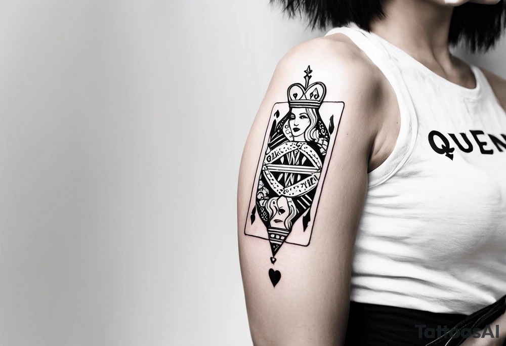 queen of hearts -on forearm - with text saying "queen starleen" tattoo idea