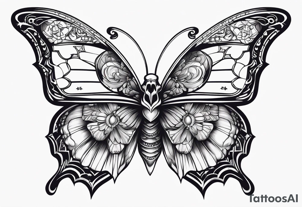 Skull butterfly tattoo idea