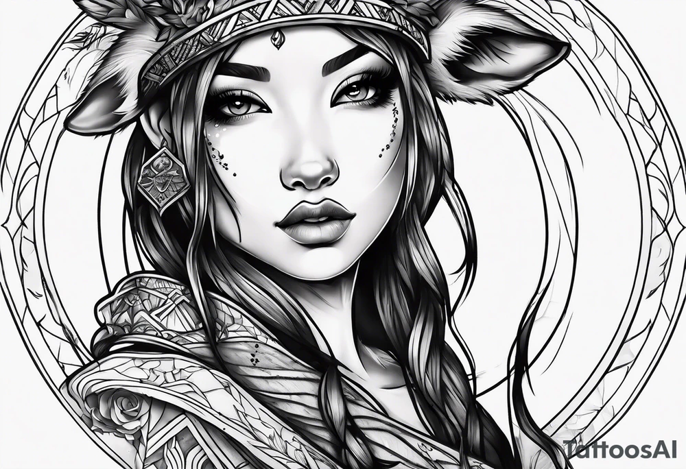 dark themed crying fawn messy lines tattoo idea
