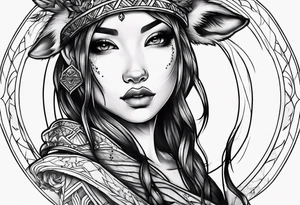 dark themed crying fawn messy lines tattoo idea