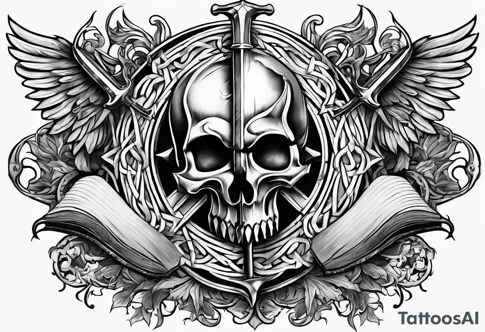 The symbol of Matthias a open Bible and a battle Axe tattoo idea