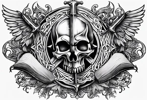 The symbol of Matthias a open Bible and a battle Axe tattoo idea