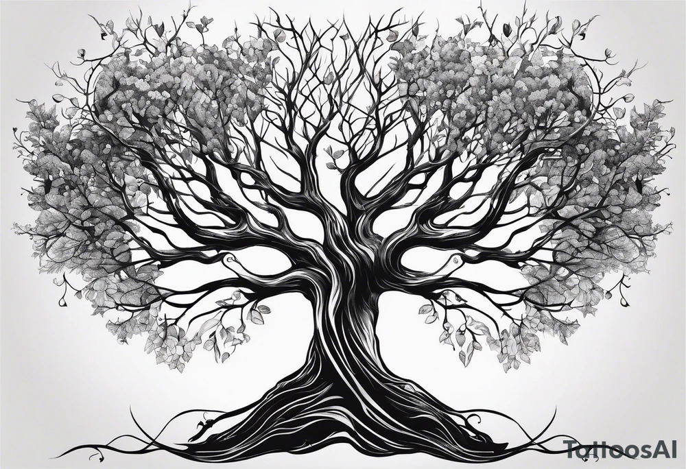 tree wings, but the branches are the wings  and no feathers or leaves. tattoo idea