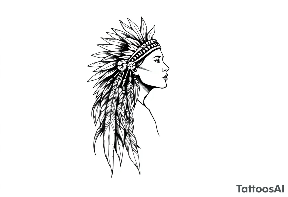 Female Native American side pose tattoo idea