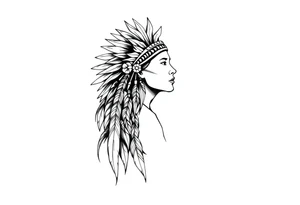 Female Native American side pose tattoo idea