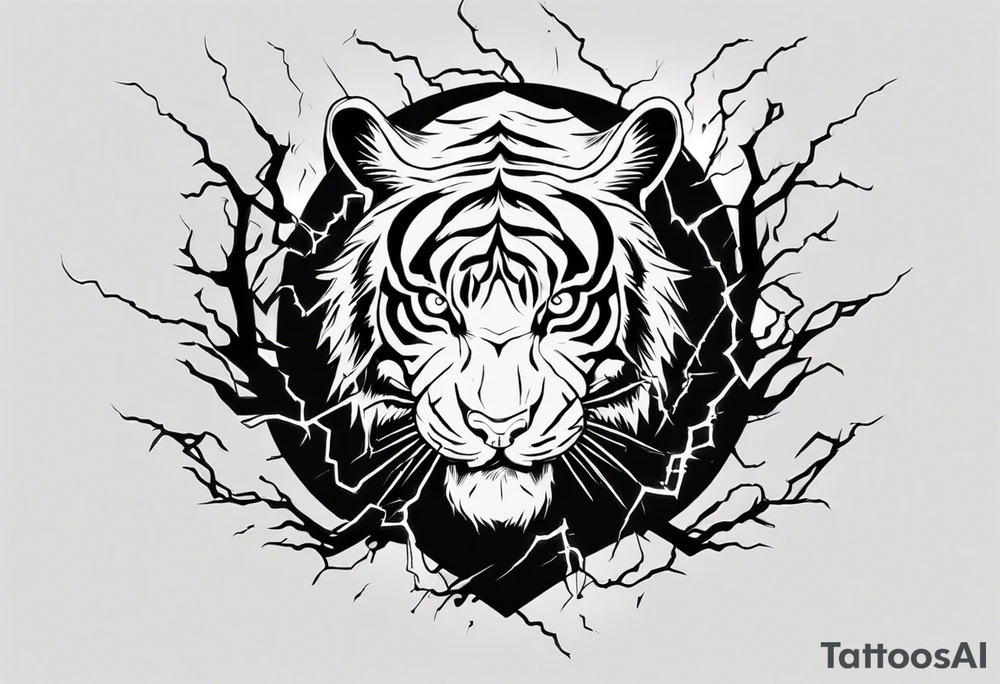 A tiger surrounded by lightning for a forearm sleeve. Also leaving room for a symbol to be below the tiger tattoo idea