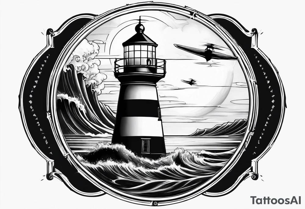 blade, saturn, lighthouse tattoo idea