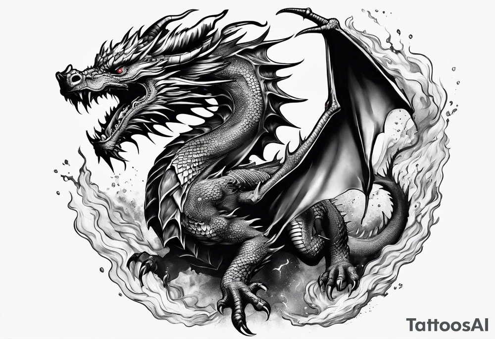Dragon explosion tattoo idea